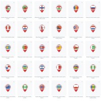 Pin Marker Country Flags set 6