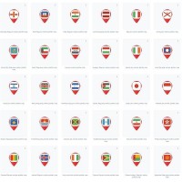 Pin Marker Country Flags set 4