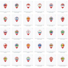 Pin Marker Country Flags set 7