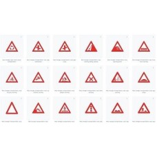 Road safety signs and warnings in vector transparent background 