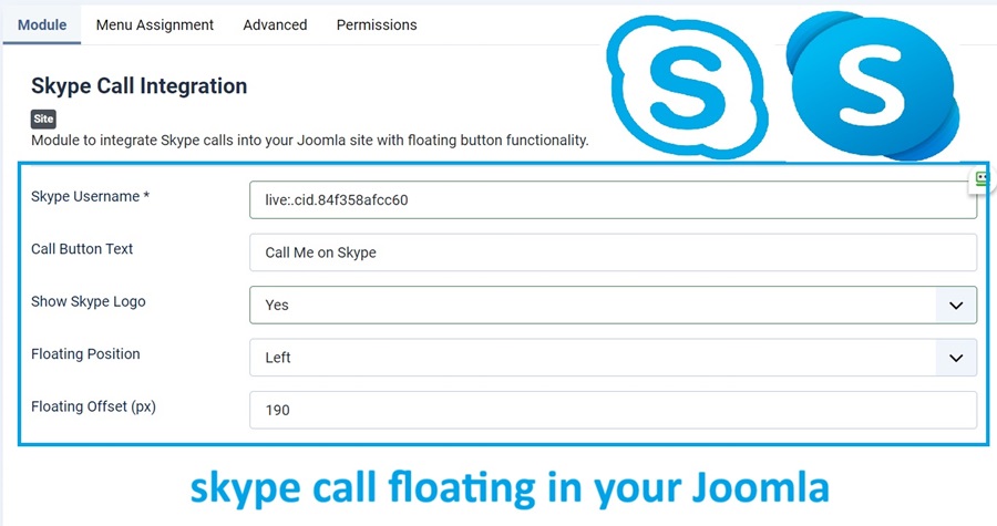 Skype Call Integration Modulefor Joomla