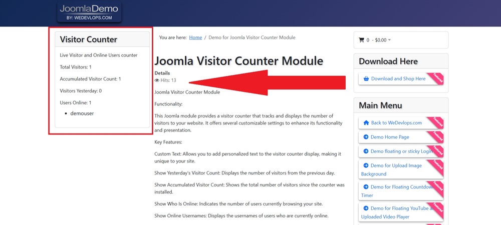 Visitor counter Module for Joomla