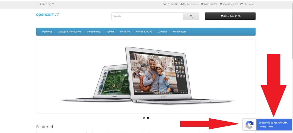 google invisible captcha v3 on Opencart