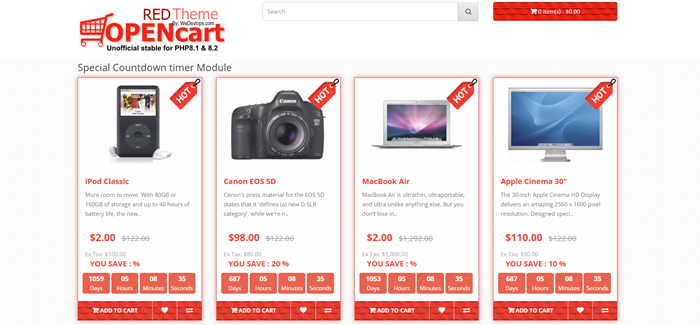 special price timer countdown for opencart