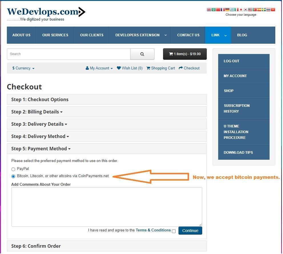 bitcoin payments at wedevlops accepted