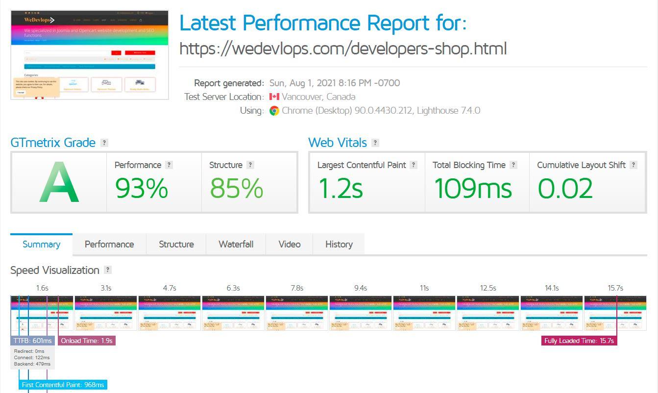 Opencart website speed